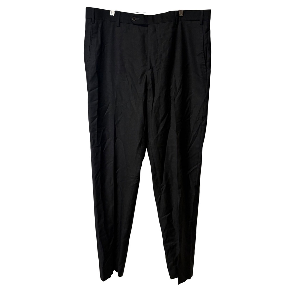 Zanella Devon Dress Pants Mens 36 Black Made in Italy Wool Slacks 36x32